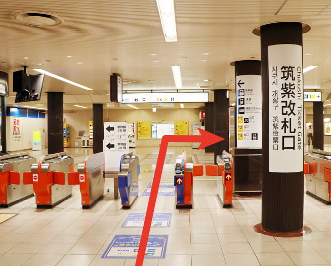 にしたんARTクリニック博多駅前院へ博多駅から徒歩で向かう道順を説明した画像