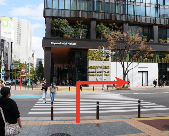 にしたんARTクリニック博多駅前院へ博多駅から徒歩で向かう道順を説明した画像