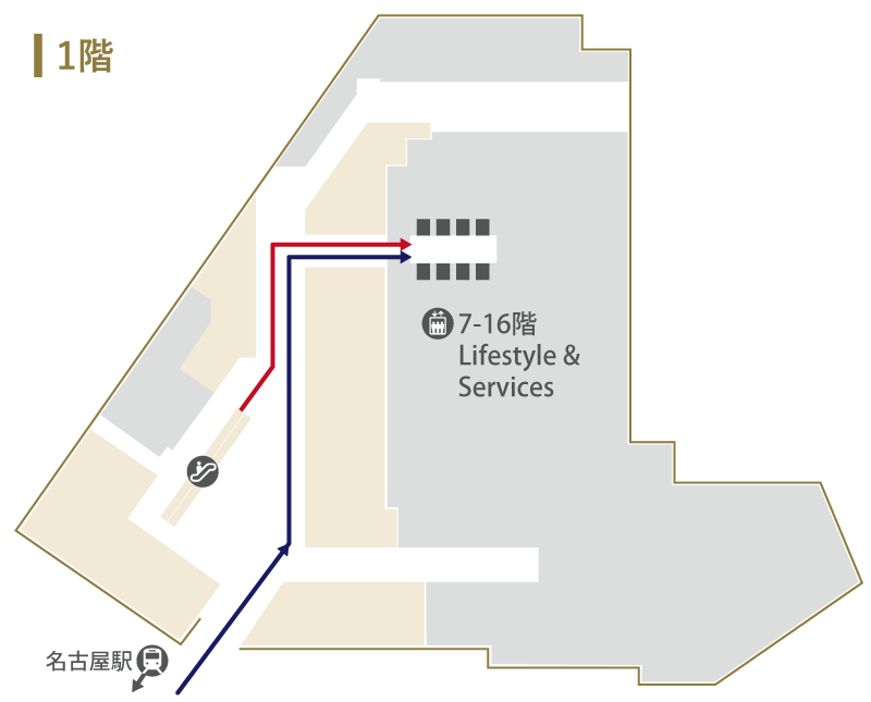 にしたんARTクリニック名古屋駅前院へ駅から徒歩で向かう道順を説明した画像