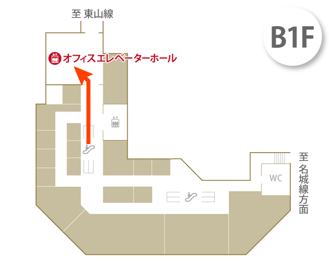 にしたんARTクリニック名古屋栄院へサカエチカ(B2F)から徒歩で向かう道順を説明した画像