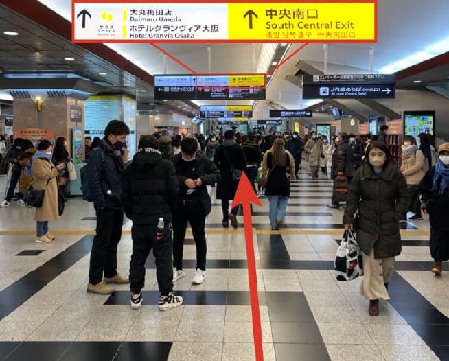 にしたんARTクリニック大阪院へ大阪駅から徒歩で向かう道順を説明した画像